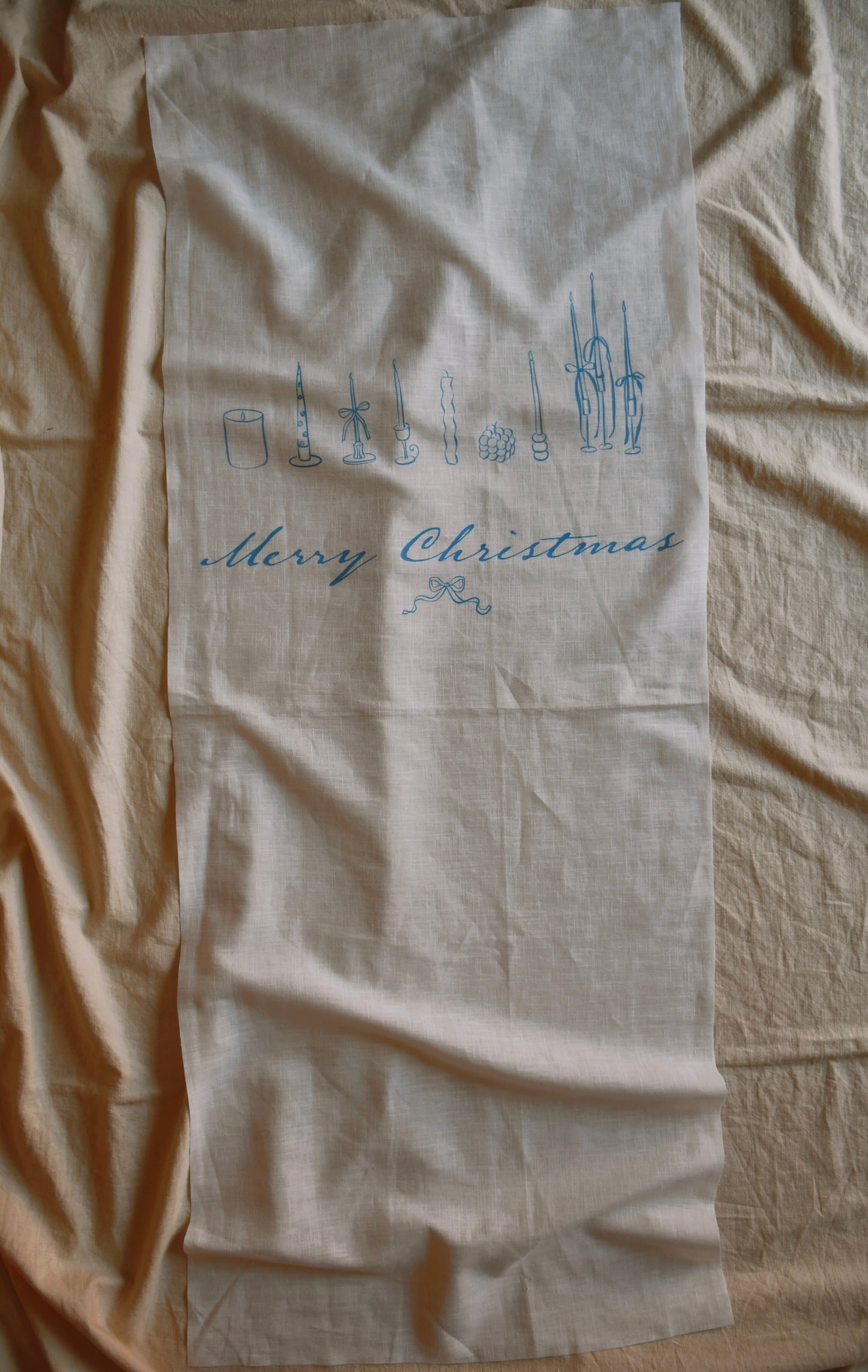 XL Linen Tapestry - Blue and White
