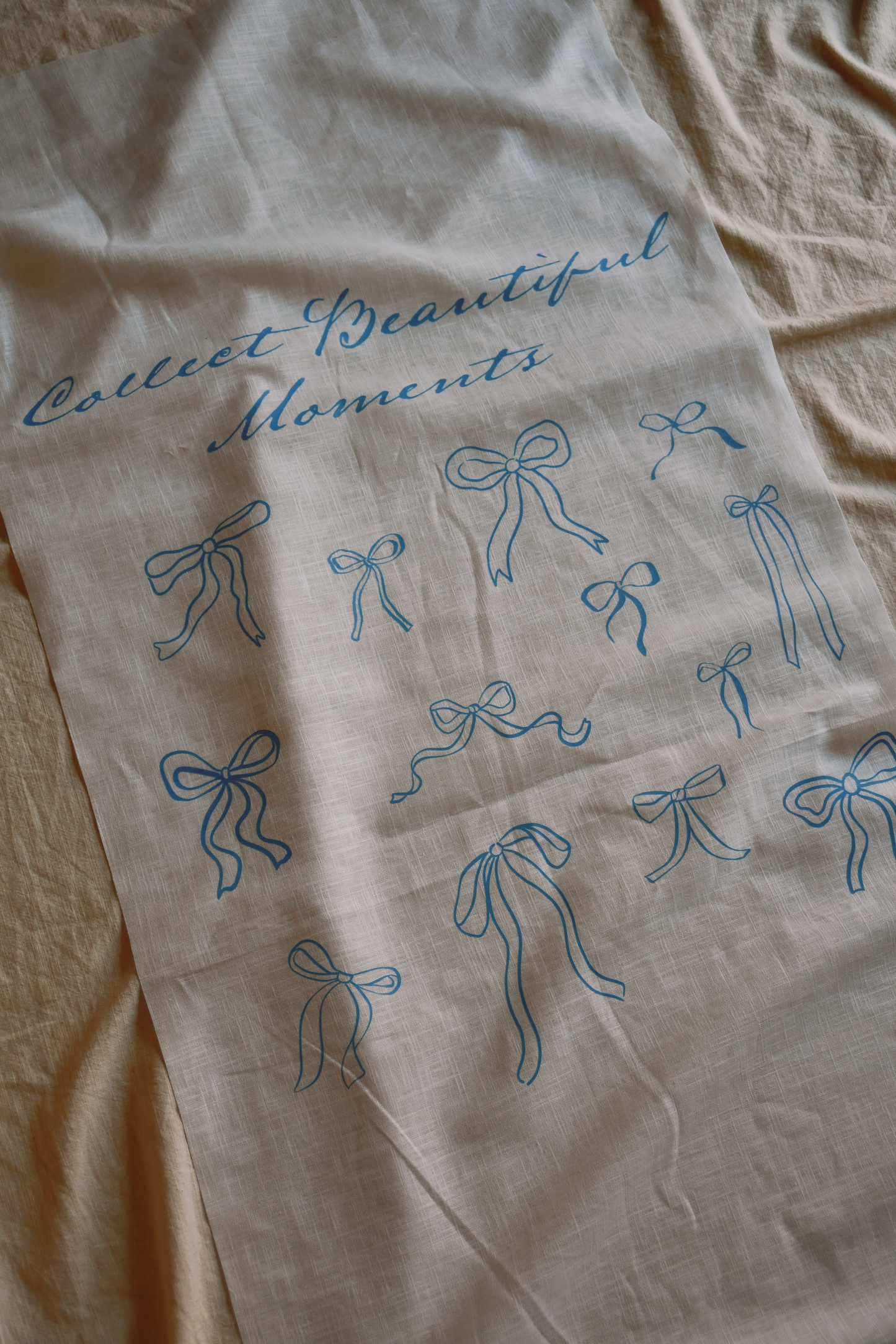 XL Linen Tapestry - Blue and White