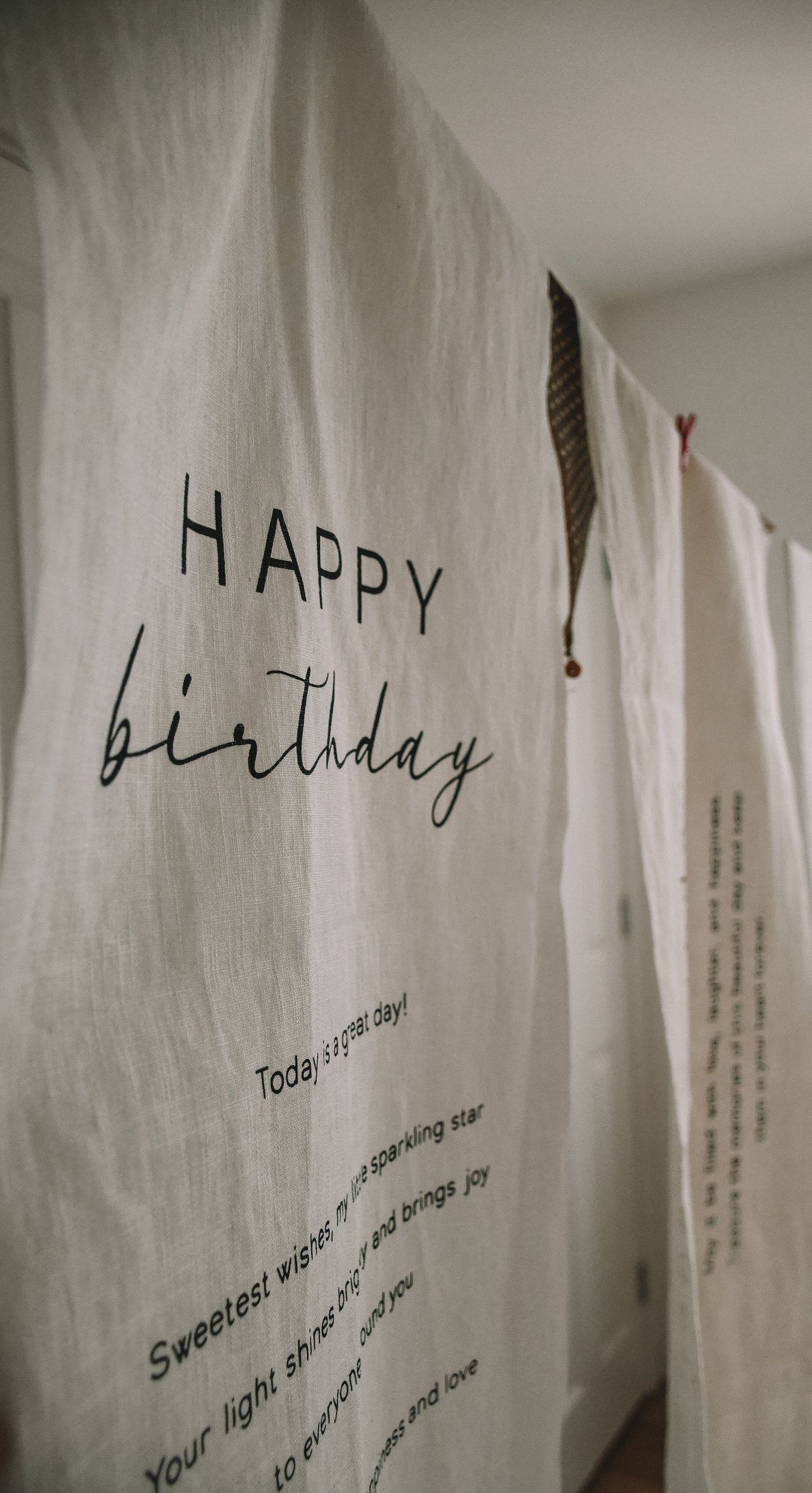 Happy Birthday - Linen Banner - Vertical