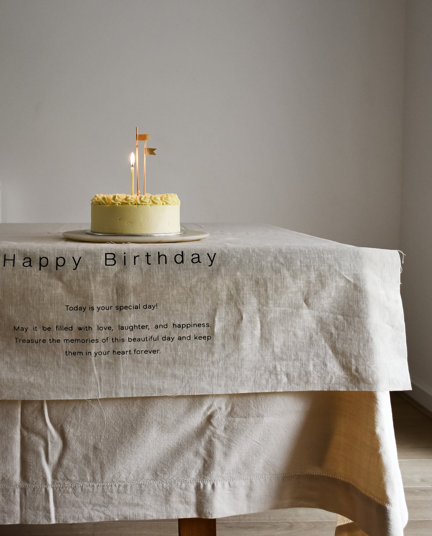 Happy Birthday - Linen Banner - Horizontal