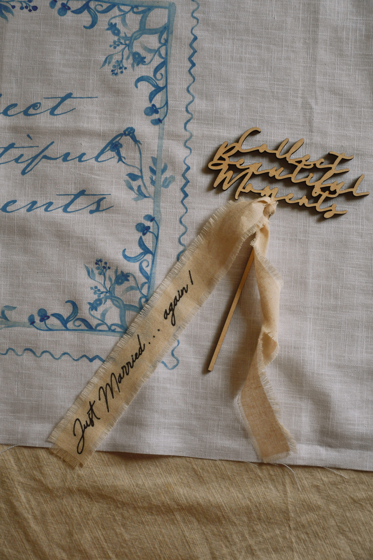 Wood Cake Topper - Bespoke Ribbon