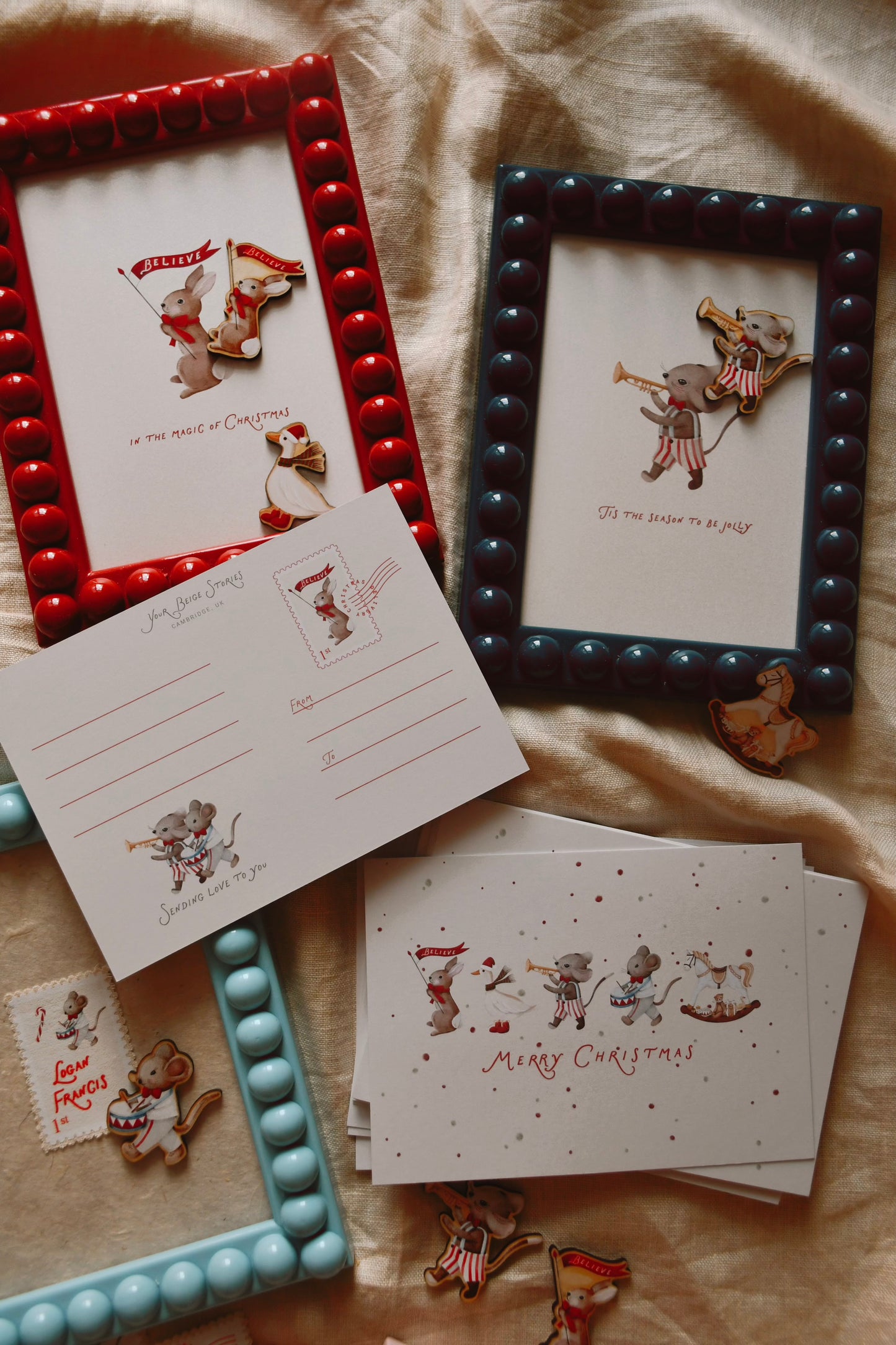 Christmas Tree Ornaments with Postcard