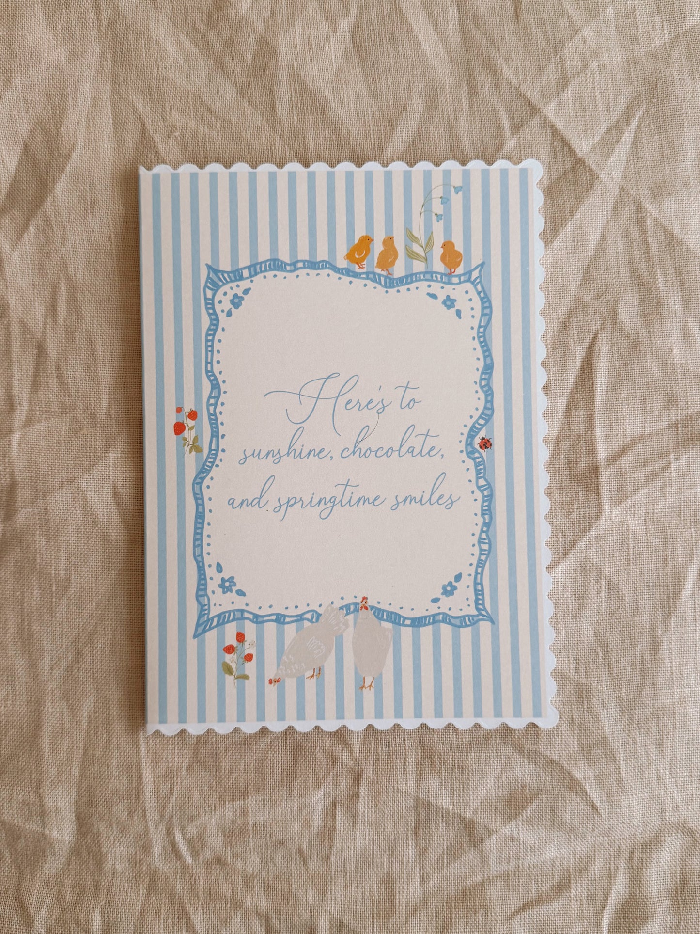 Scalloped Card - Here's to sunshine, chocolate, and springtime smiles
