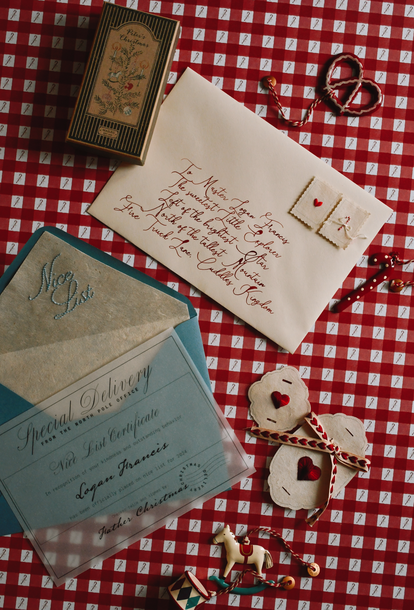 Wrapping paper - Red Gingham & Candy Cane