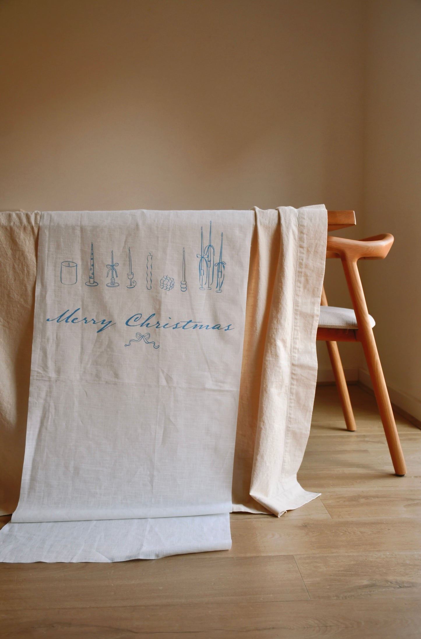 XL Linen Tapestry - Blue and White