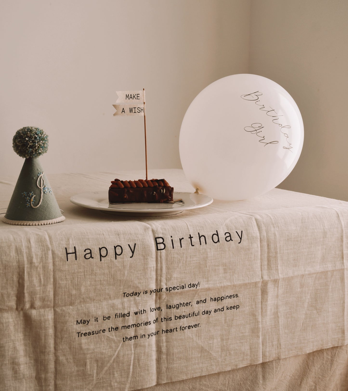 Happy Birthday - Linen Banner - Horizontal