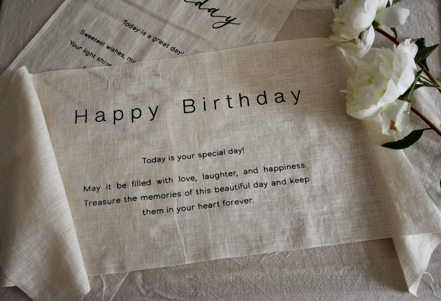 Happy Birthday - Linen Banner - Horizontal