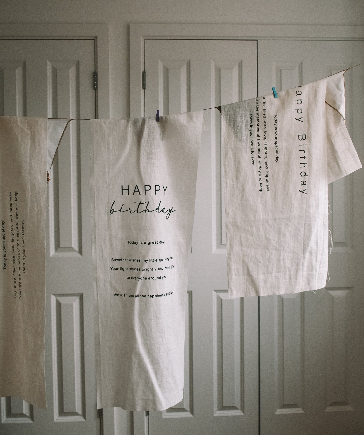 Happy Birthday - Linen Banner - Vertical