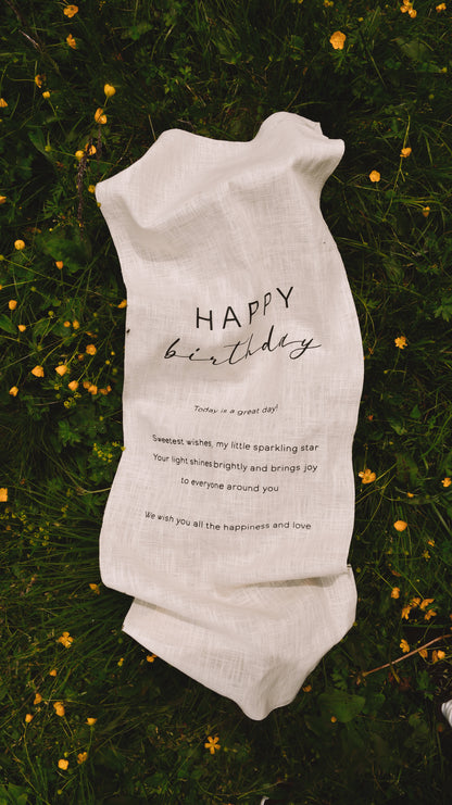 Happy Birthday - Linen Banner - Vertical