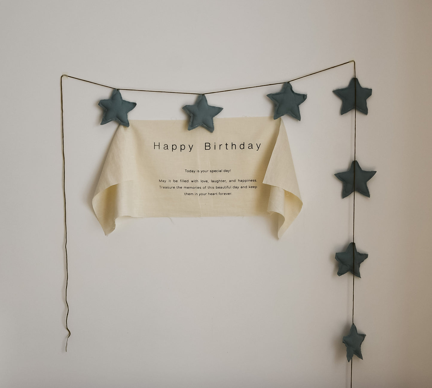 Happy Birthday - Linen Banner - Horizontal