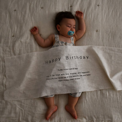 Happy Birthday - Linen Banner - Vertical