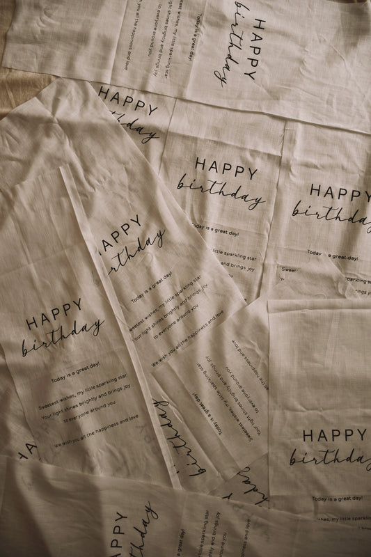 Happy Birthday - Linen Banner - Vertical