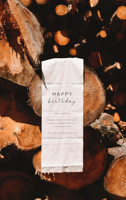 Happy Birthday - Linen Banner - Vertical