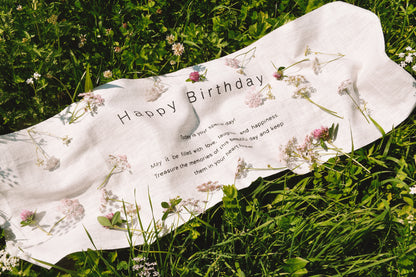 Happy Birthday - Linen Banner - Horizontal