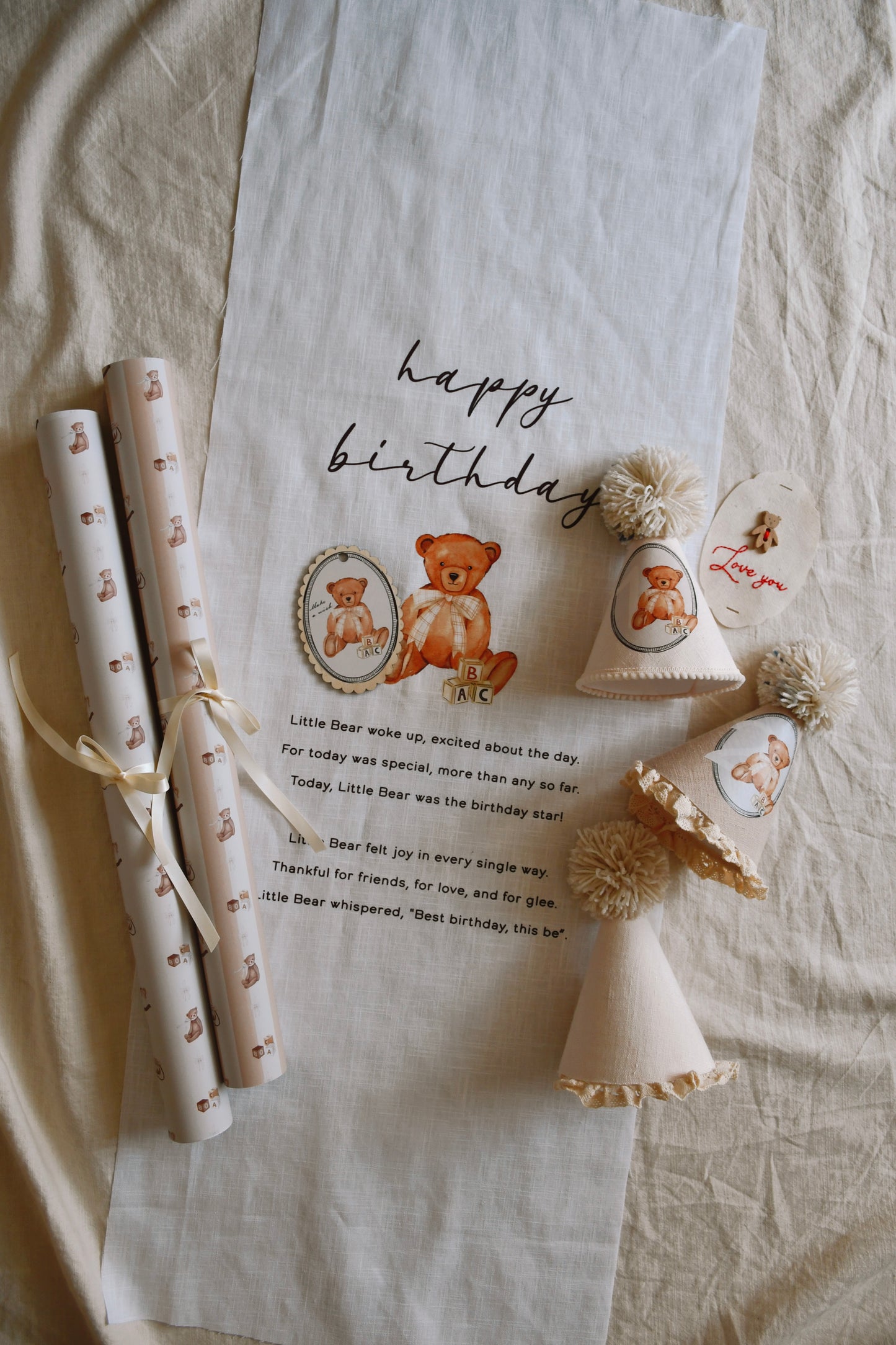 Teddy Bear - Linen Banner