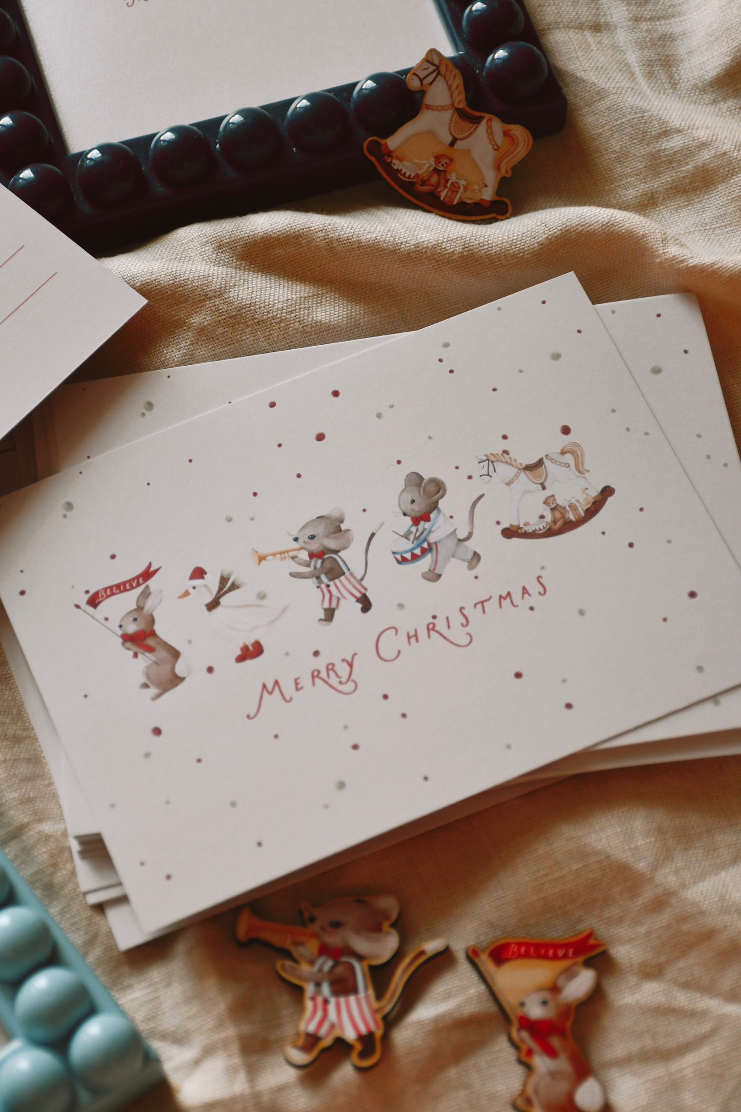 Christmas Tree Ornaments with Postcard