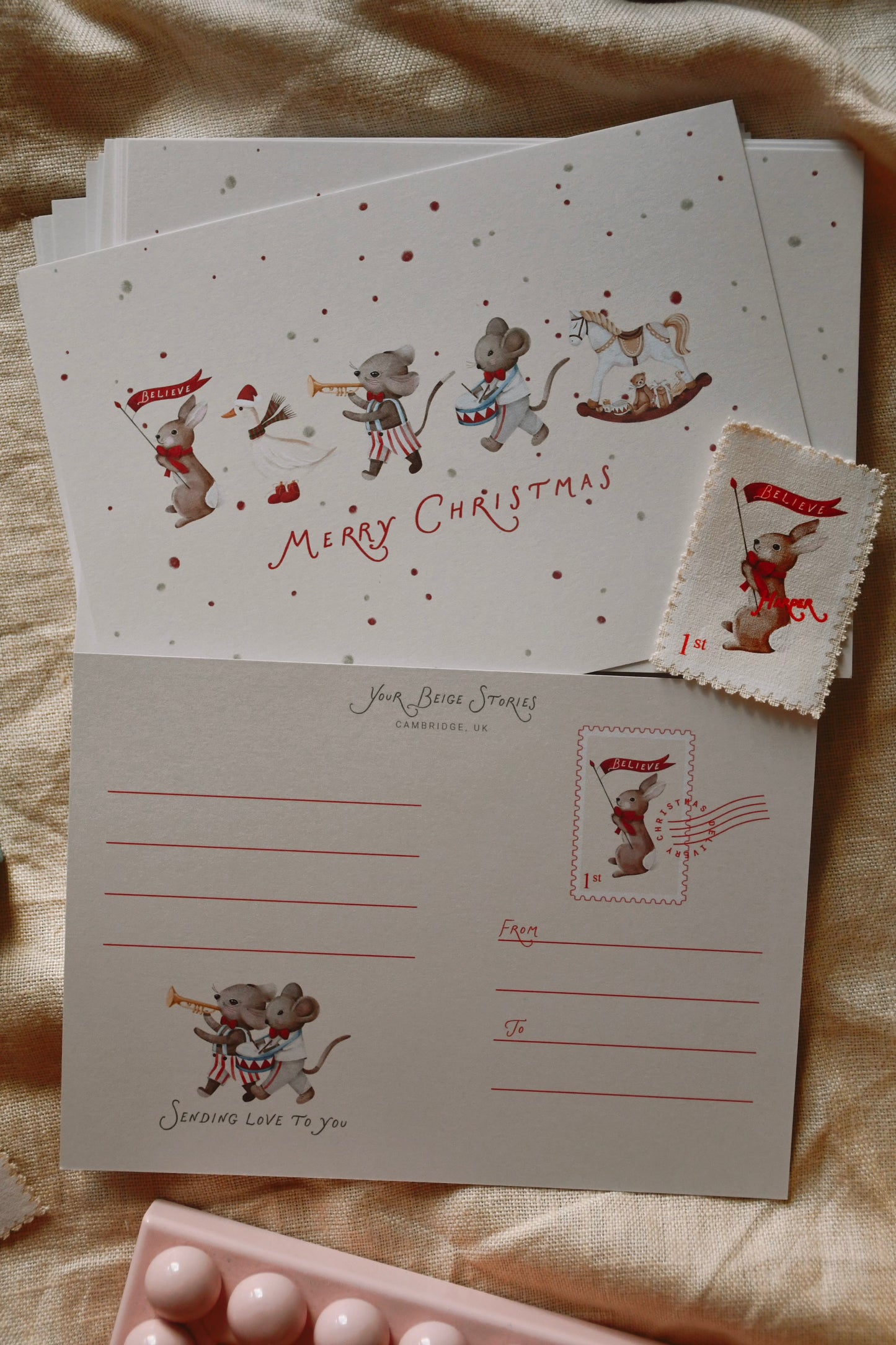 Christmas Tree Ornaments with Postcard