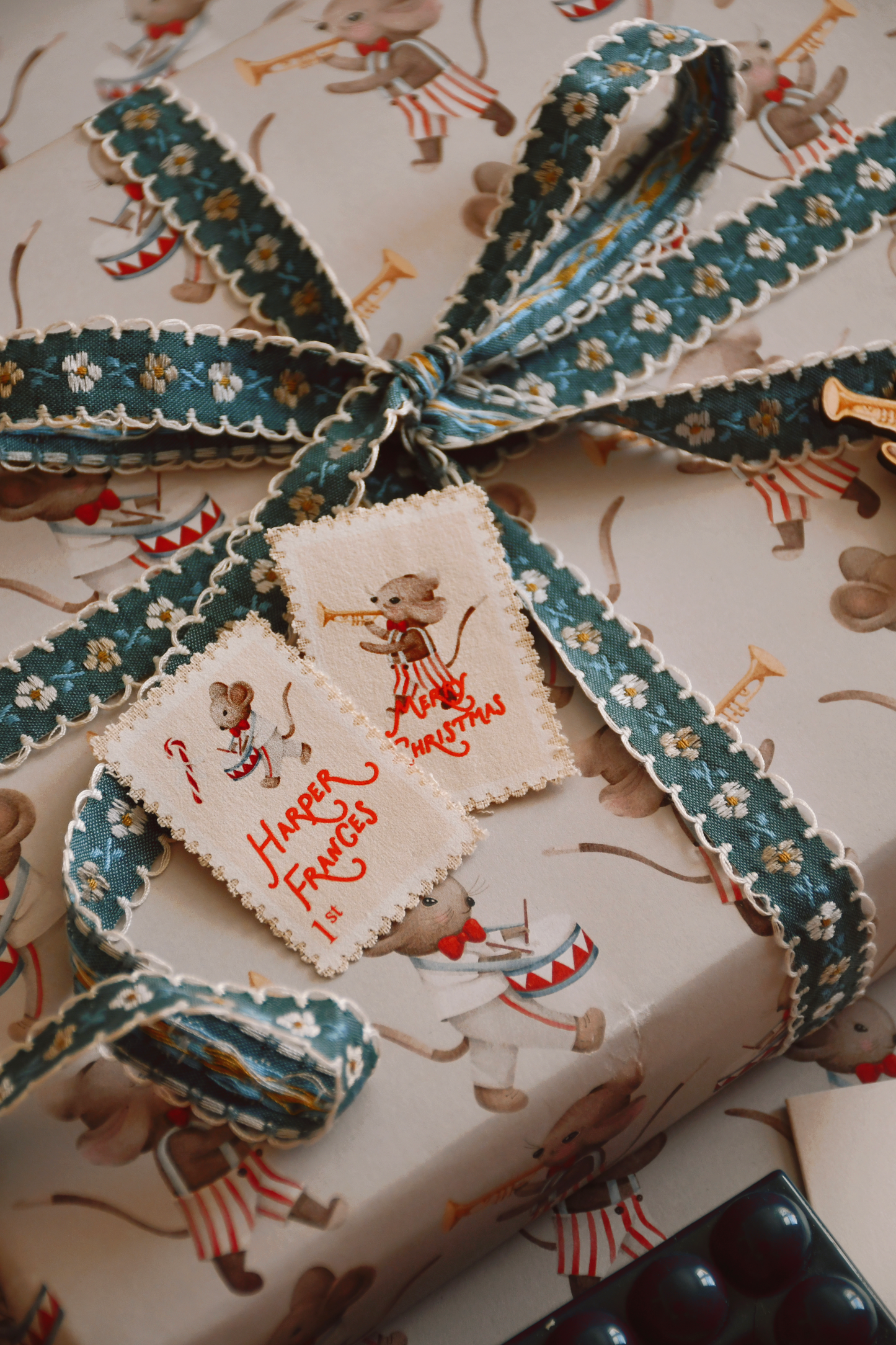 Blue Embroidered Ribbon