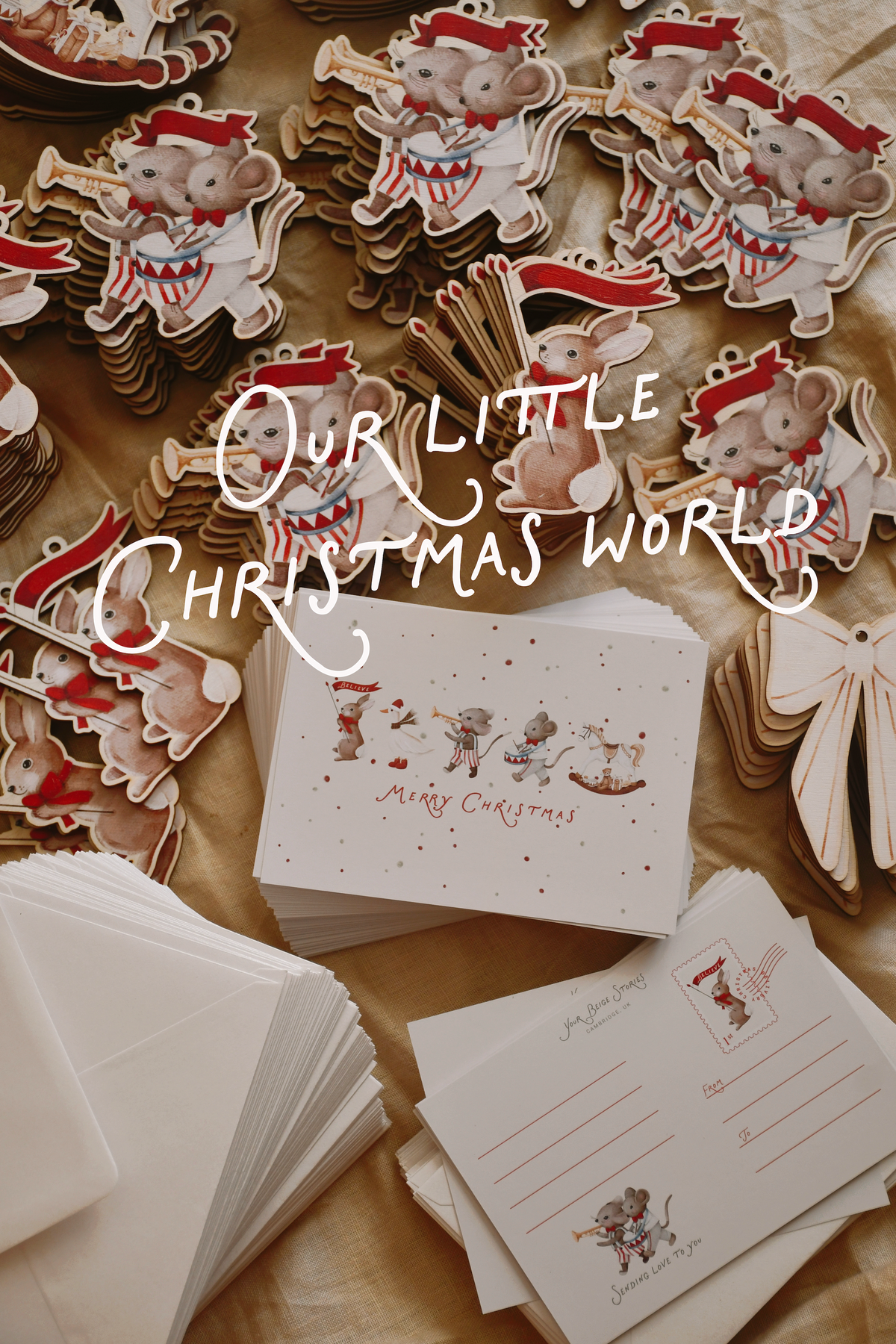Christmas Tree Ornaments with Postcard