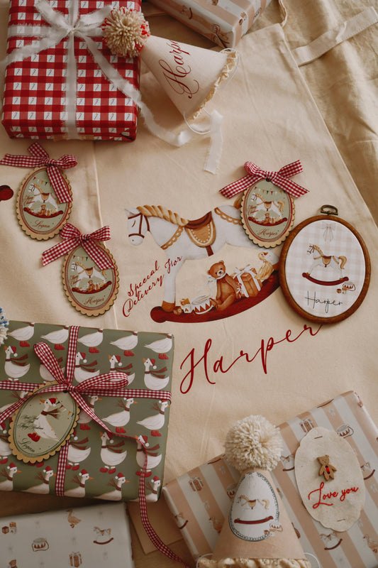 Christmas Rocking Horse Sacks Personalised