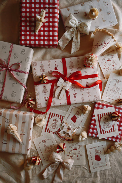Whimsical Red Christmas Cards - Set of 4