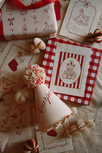 Whimsical Red Christmas Cards - Set of 4