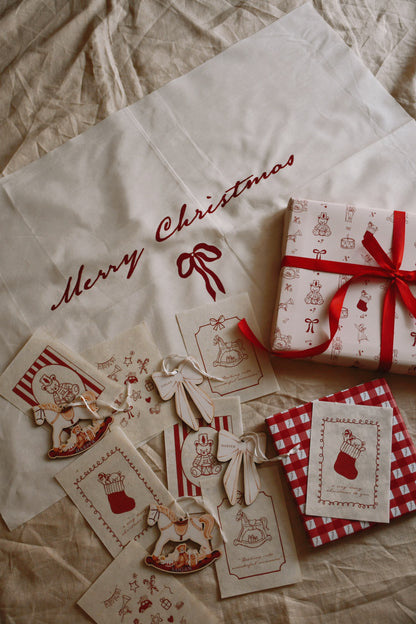 Whimsical Red Christmas Cards - Set of 4