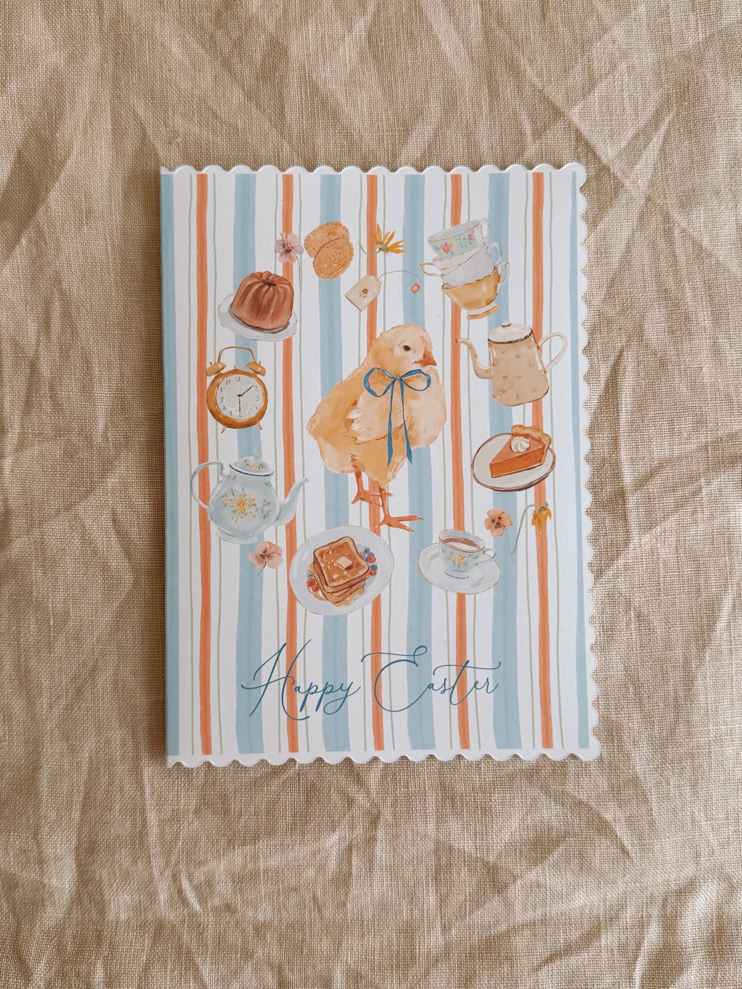 Scalloped Card - Chick Tea Time Happy Easter