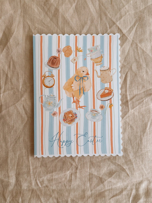 Scalloped Card - Chick Tea Time Happy Easter