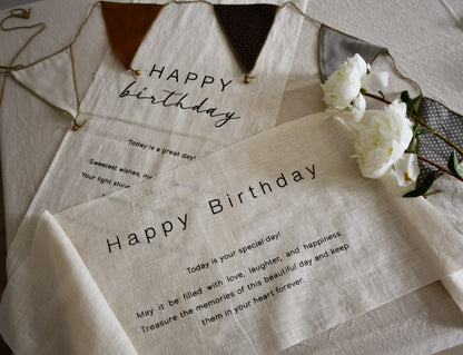 Happy Birthday - Linen Banner - Horizontal