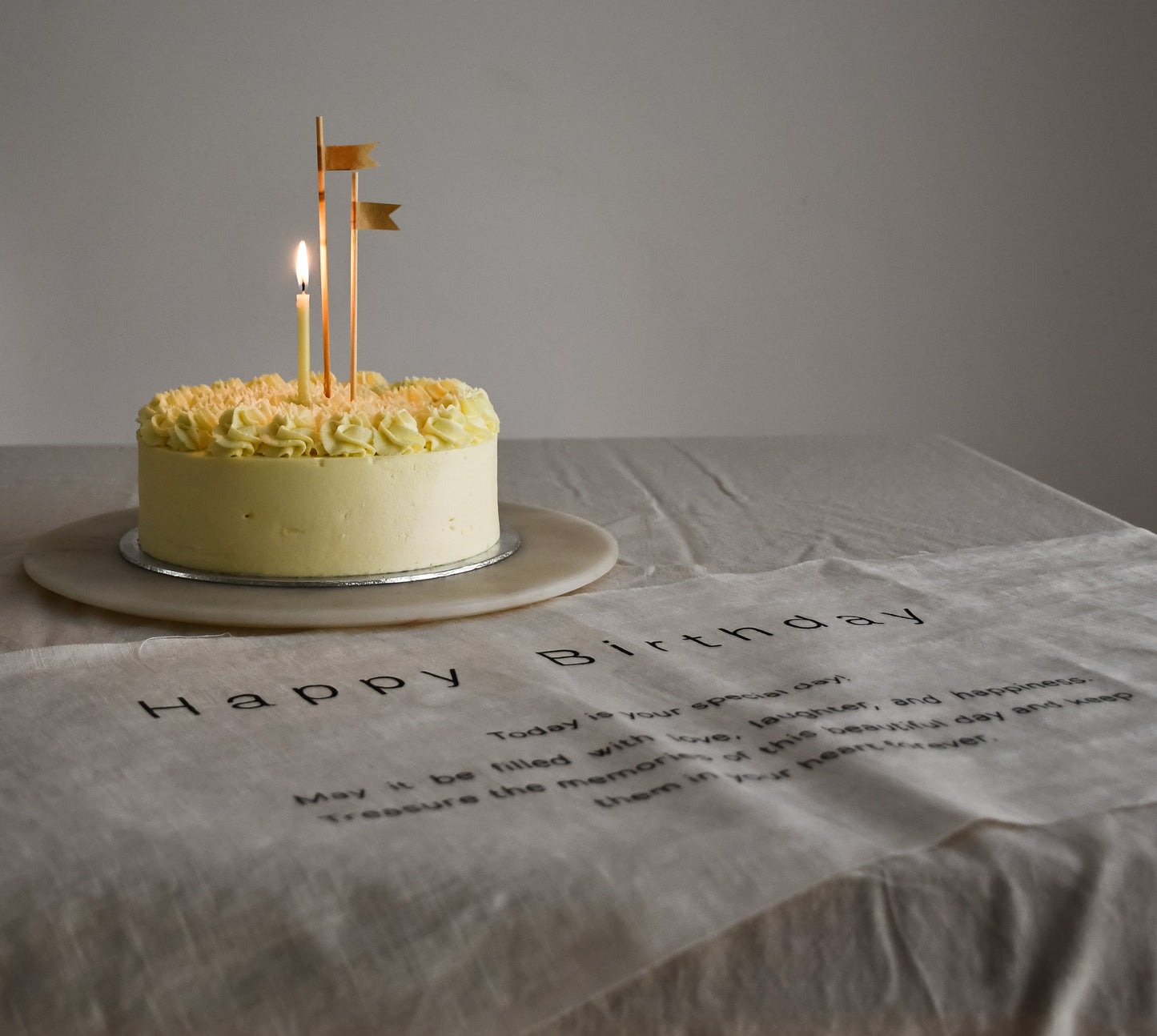 Happy Birthday - Linen Banner - Horizontal