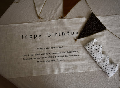 Happy Birthday - Linen Banner - Horizontal