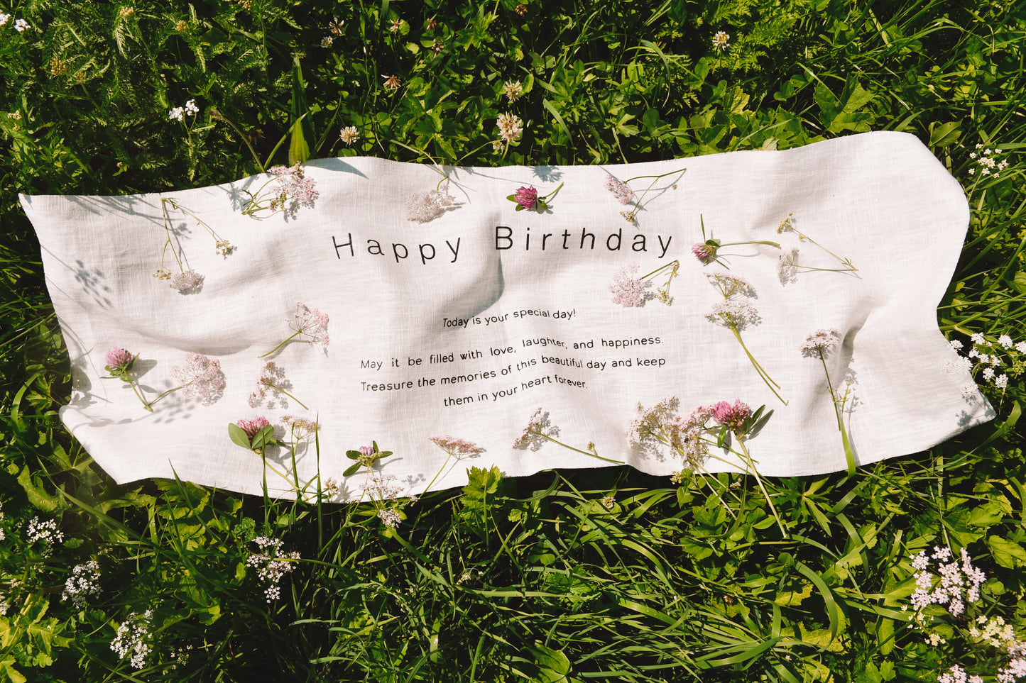 Happy Birthday - Linen Banner - Horizontal